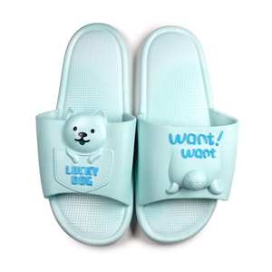 GINKGOHOME 可爱小熊室内塑胶软垫防滑拖鞋 蓝色 (38-39 US 7-8)