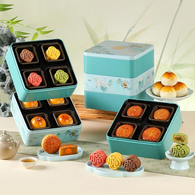 구름 금수 월병 선물 세트, 12개입 650g [팥+황남편+망고 포멜로 사고 용암+치즈 맛] 8