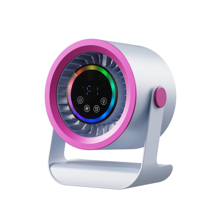【中国直邮】 晶雅家 便携台式循环风扇 壁挂桌面两用 3 档轻音大风力 LED 触屏空气循环扇 少女粉色 1 台装 6