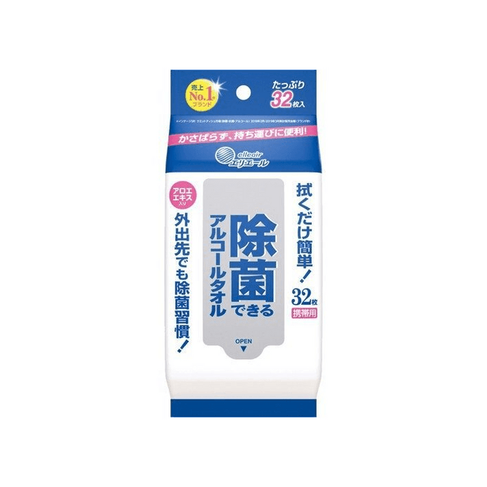 Elleair Disinfectant Alcohol Towel, 32 sheets