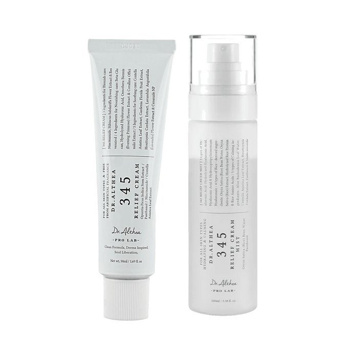345 Relief Cream Moisturizing Hydration 1.69 fl oz×1 + 345 Relief Cream Mist Centella Asiatica Calming & Hydrating 3.38 fl oz×1【2個パック】