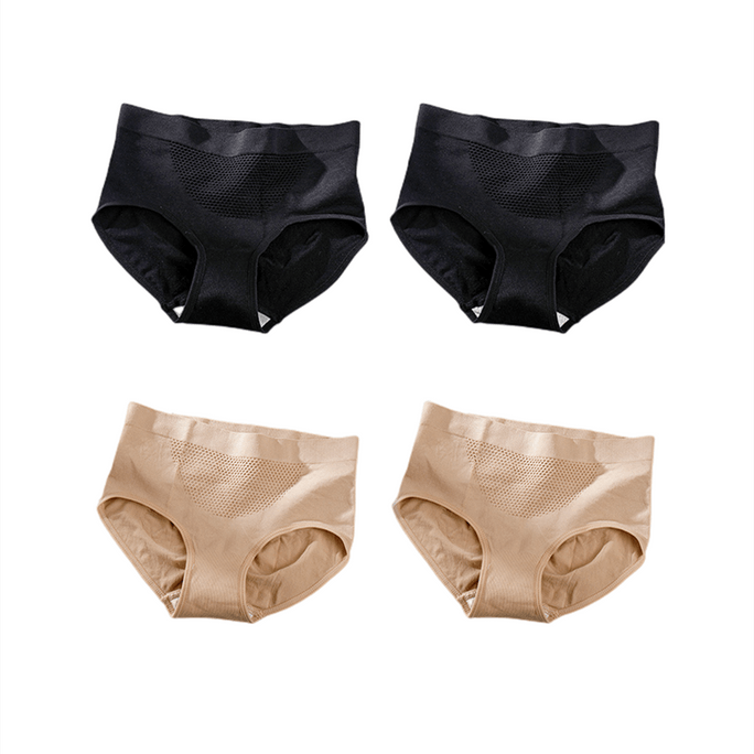 Women's Underwear Seamless Waist Lift Hip Honeycomb Black+Black+Skin Colour+Skin Colour One Size