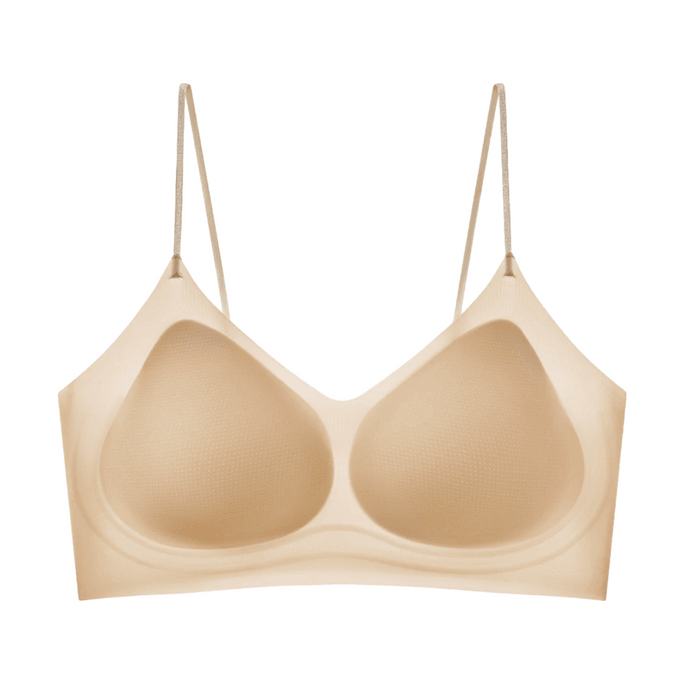 Women's Lingerie In Foundation Beige, Size L. Ultra-thin, Cool, Seamless, Beautiful Back, Thin Straps, Gathers Small Breasts, Seamless Bra (recommended For 110-130 Jin) - 1 piece