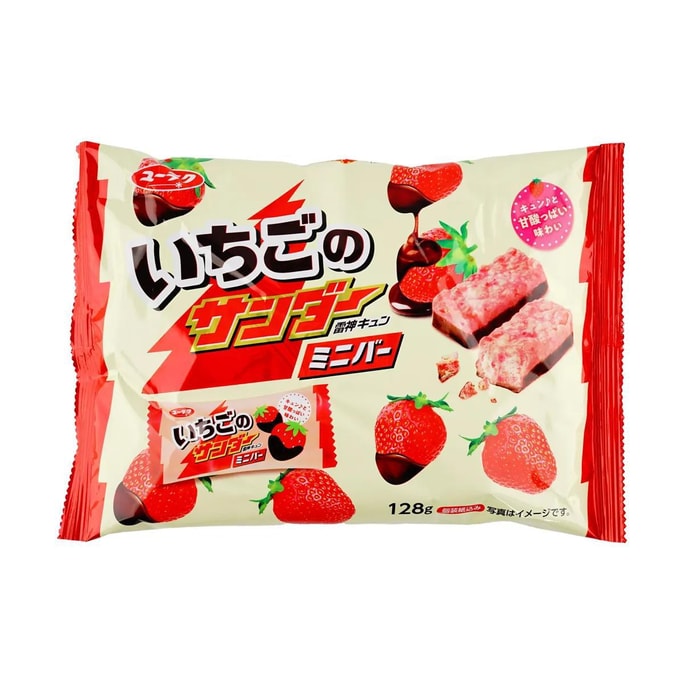 日本YURAKU有乐制果 雷神巧克力曲奇威化饼干 草莓味 128g 【日本超人气国民巧克力】