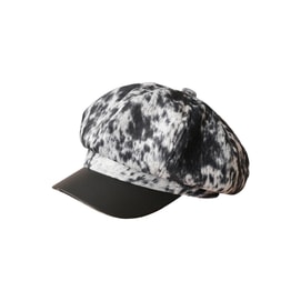 【中國直郵】 HSPM 秋冬女生毛呢八角帽 文藝復古畫家帽 大版型顯臉小報童帽子 黑色粗豹紋F 1頂