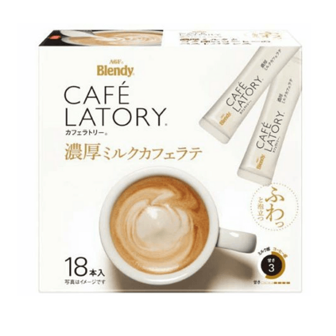 [일본 직송] AGF CAFE LTORY 스틱형 진한 밀크커피 라떼 인스턴트 음료 18개입