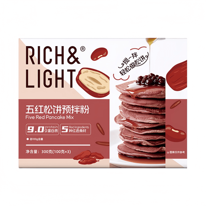 【中国直邮】 芮厨 铜锣烧预拌粉五红松饼粉300g*1盒(3袋)