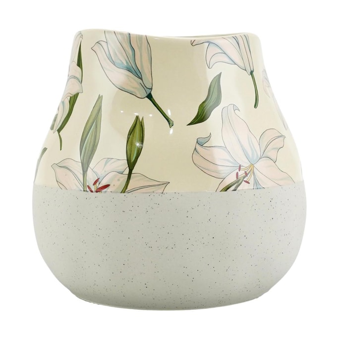 Elliptical Hand-Pinched Flower Vase Wide-mouth Vase Decorative Ornament Lily Flower
