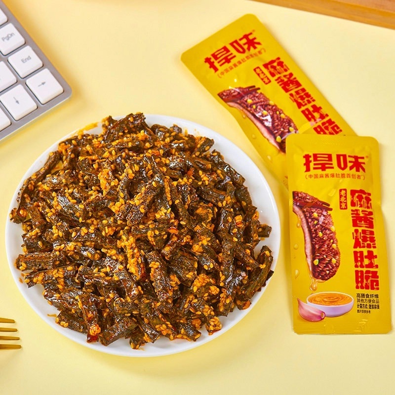 香氛 麻醬麻油蒜香肥汁味爆肚脆素毛肚零食混合口味100g(10g*10包)