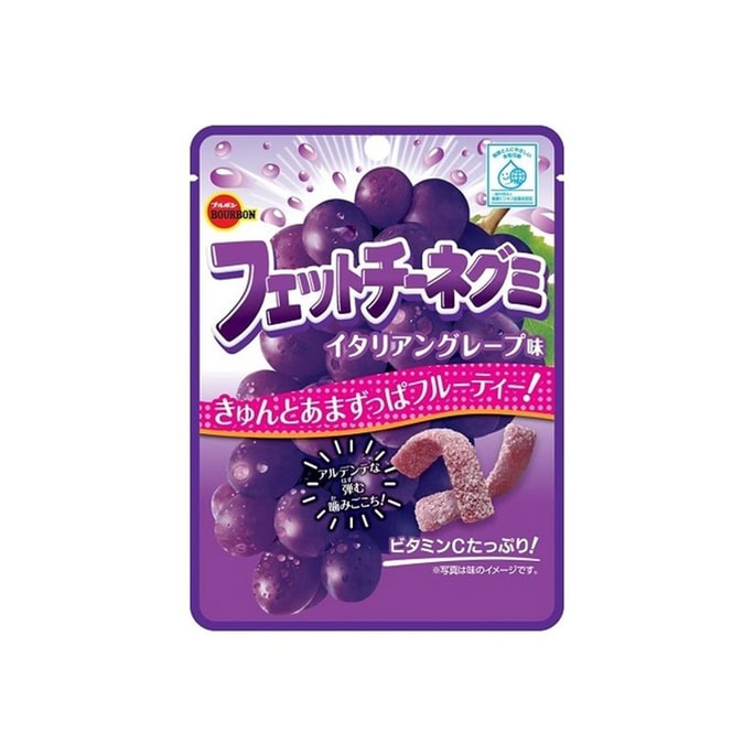 【日本直邮】BOURBON波路梦 FETTUCCINE 条形Q弹果汁橡皮软糖 紫葡萄味 50g
