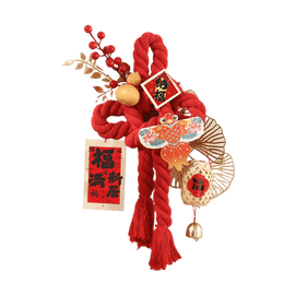 川岛屋 春节挂饰 万字结+吊卡+葫芦+红果+竹灯笼【挂饰需简易diy】中号红色
