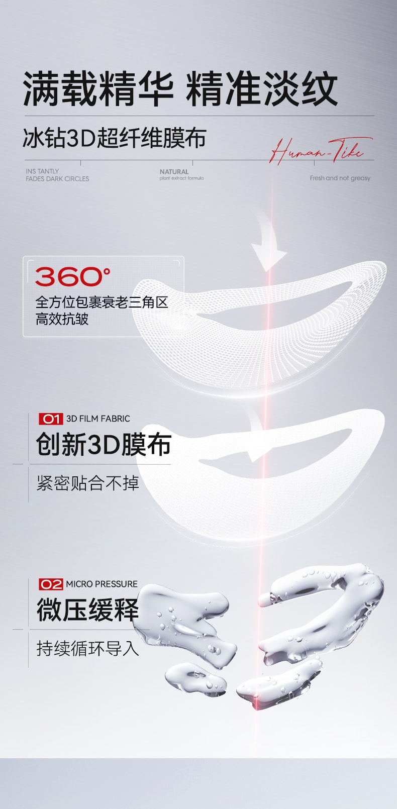 【中国直邮】 新加坡 Kuvive 眼膜贴 淡化黑眼圈去除眼袋紧致细纹抗衰眼贴男女官方正品 60片/盒