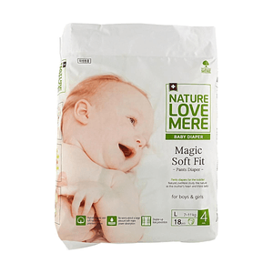 Magic Soft Fit Pants Diaper, L Size 15.43-24.25lb, 18 Pcs, Hypoallergenic Triple Absorption【Double Leak Prevention】