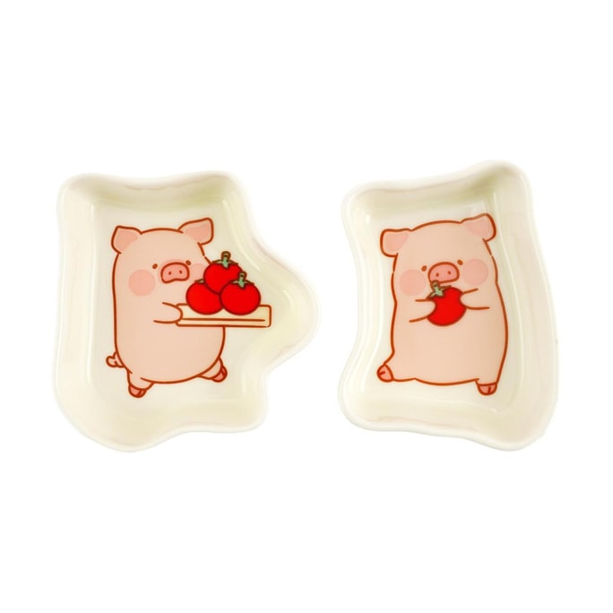 Lulu Pig Collaboration Flavored Plates 2 Pack Ceramic Tableware 1 Tomato + 3 Tomatoes