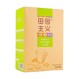 田園主義 七色輕食豆漿 7種口味 210g【黑米+紫薯+紅棗+玫瑰+杏仁+青汁+木瓜味】【營養穀物早餐沖飲】