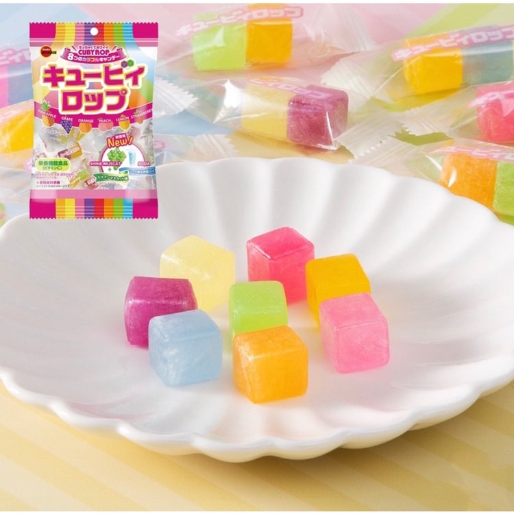 Japanese Bourbon fruit-flavored hard candies colorful square
