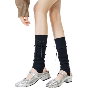 Women's Stacked Ankle Socks Korean Style Fashion Bow Ballet Style Calf Socks Black F 1 pair