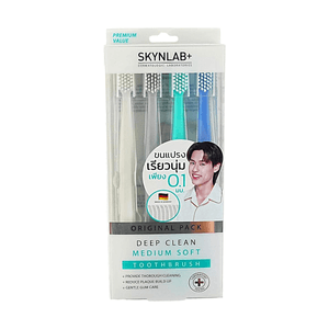 泰國SKYNLAB 深層清潔中軟毛牙刷 溫和潔齒不傷牙齦 4 支裝 經典款 【BKPP代言】