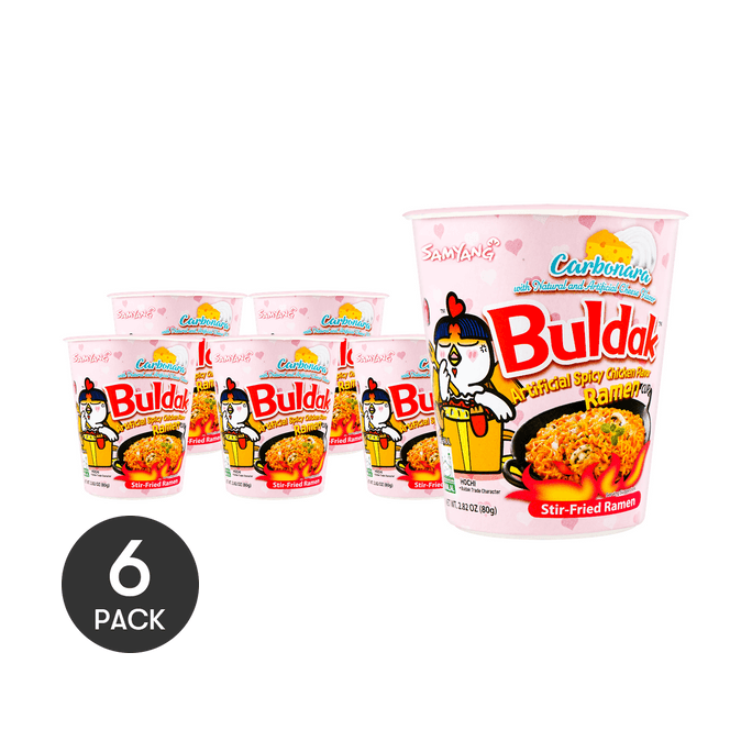 한국식 불닭볶음면 카르보나라 볶음라면 - 매운 치킨 맛, 2.82oz 인스턴트 식품