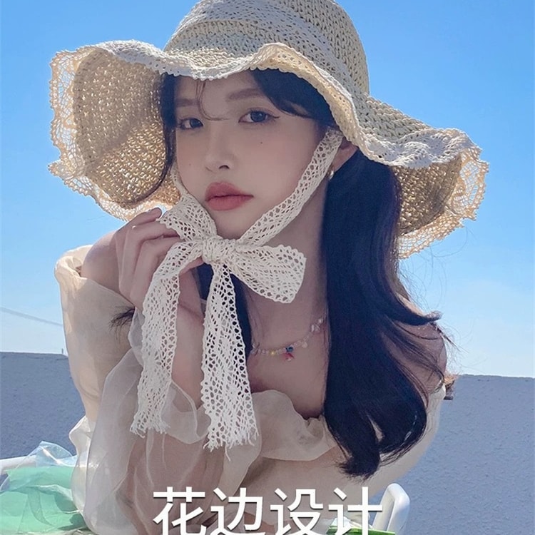 中国からの直送】Dear Mrs. レース ビーチハット 麦わら帽子