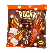 日本GLICO格力高 POCKY百奇 可可慕斯巧克力塗層餅乾棒 家庭裝 6包入 131g 【冬季限定】