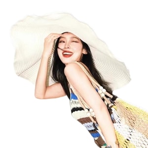 【中国直邮】 HSPM 户外超大帽檐遮阳防晒防紫外线女士太阳帽 米色F 1件