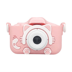 【中国直邮】 灵动创想 儿童数码相机迷你摄像小单反运动照相机卡通玩具高清双摄拍照  猫咪双摄 粉色+32g内存卡