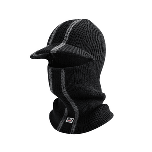 【中国直送】GoloveJoy 帽子とスカーフが一体になったアウトドアサイクリング防風暖かい耳保護ニットビーニー ブラック
