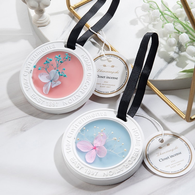 [중국 직배송] 향기로운 나뭇가지 모양 원형 태양 모양 석고 왁스 태블릿, 아로마테라피 석고 펜던트, 향기 확산석, 백차와 난초 향, 1개 3