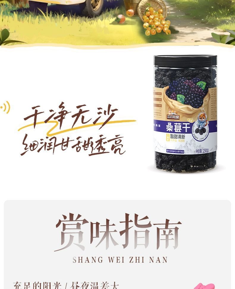 三只松鼠 【冻干黑桑椹】大果桑葚干【无添加】250克*1罐
