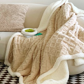 【中国直邮】 HSPM 新款冬季塔芙绒毛毯双层加厚 卡其色 100x150cm