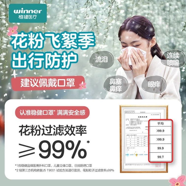 【中国直邮】 稳健 医用外科口罩 10包装(合计100只)一次性口罩灭菌 三层防护 透气不闷 3