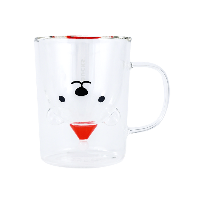 Starbucks Red Hood Bear Double Layer Glass With Handle, 8oz