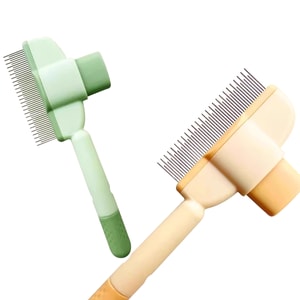 【中國直郵】 HSPM 新款貓咪狗狗毛密齒針梳去浮毛寵物專用梳毛器2個裝 香蕉黃+薄荷綠 F
