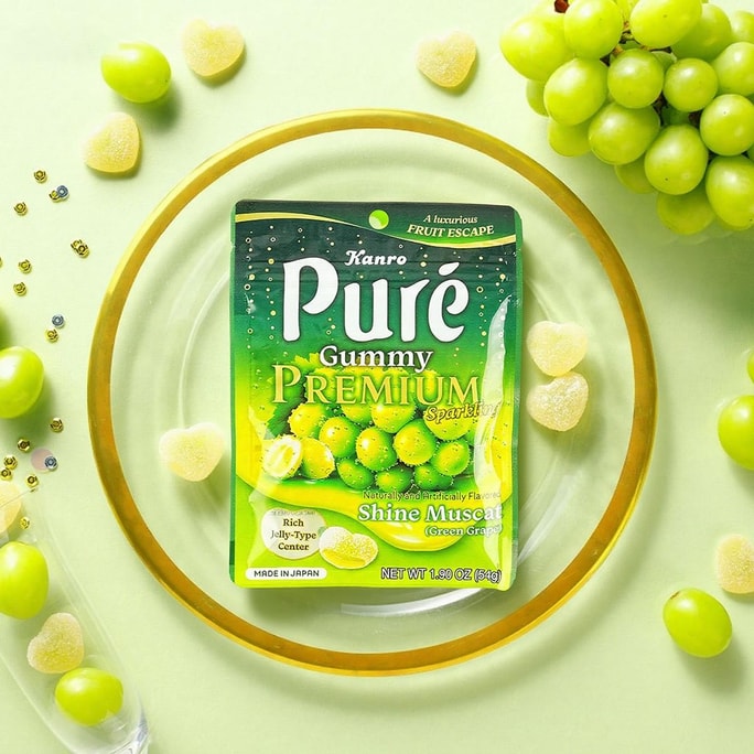 Pure Gummy Candy,Premium Shine Muscut Sparkling Flavor,1.9 oz【Cute Heart-Shaped】【Japan Trendy】