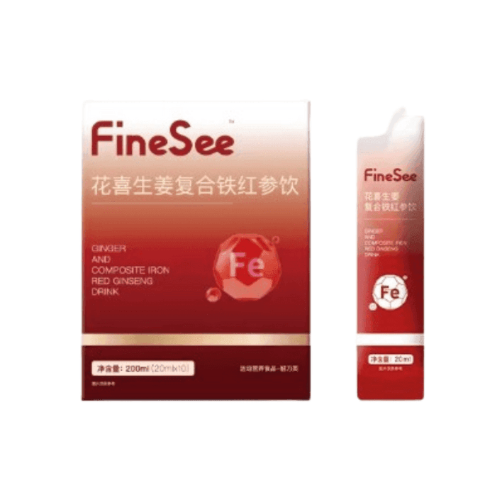 Ginger & Iron-Infused Red Ginseng Drink – Strengthens Hair Growth With 5-Year-Old Red Ginseng, Ginger, Black Sesame, Rich In Iron For Women, 20ml*10 Bottles/Box