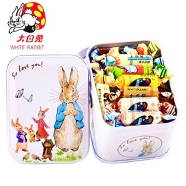 大白兔 奶糖【开心小兔铁盒】【王嘉尔推荐】上海特产 小白兔牛奶糖 12种混合口味随机 喜糖 经典国民奶糖 糖果零食