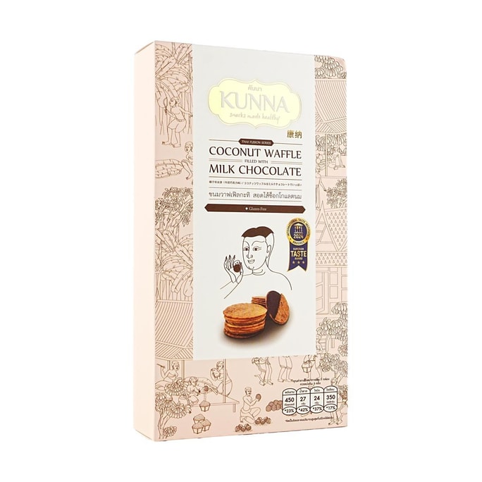 泰国KUNNA康纳  椰子华夫饼 牛奶巧克力味 90g【无麸质】【国际美味奖章认证】
