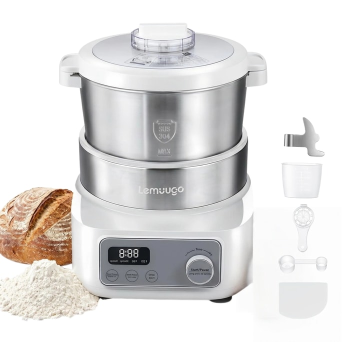 【Livraison directe depuis la Chine】 Robot pâtissier multifonction lemuugo de grande capacité 6L avec double fonction de minuterie pour pétrir et laisser lever la pâte, adapté à la pâtisserie occidentale et chinoise