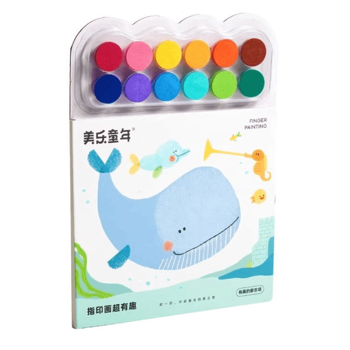 Fingerprint Paint Pigment Children's Non-Toxic Color Stencil Stamp Painting Artwork Fun New Farm 21.7*29.5cm*1 Box