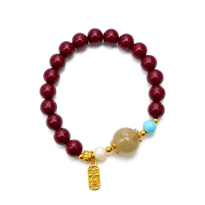 野草集 金发晶紫金砂珍珠手串 - 强力招财纳福手链8mm 1件