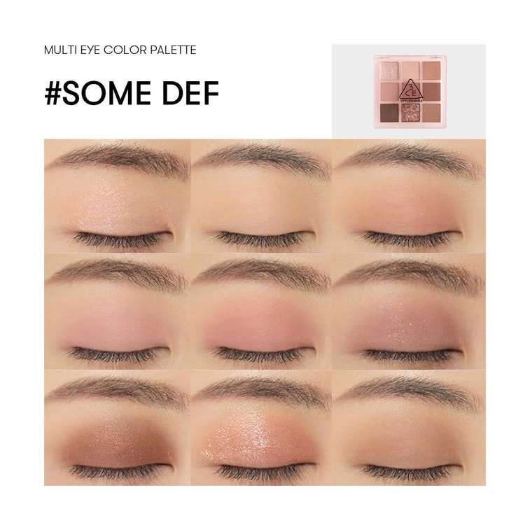 Multi Eyeshadow Palette #Some Def + Powder Blush #ROSE BEIGE【Cool Pure Makeup Look】 3