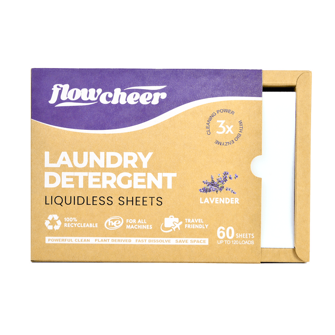 Eco Friendly Laundry Detergent Sheets - 120 Loads 60 Sheets Powerful Plant-Based Enzymes Lavender