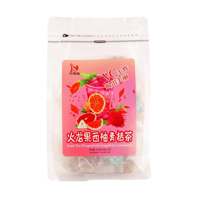 川知味 火龍果西柚青桔茶包 12包入 216g 【維C王炸】