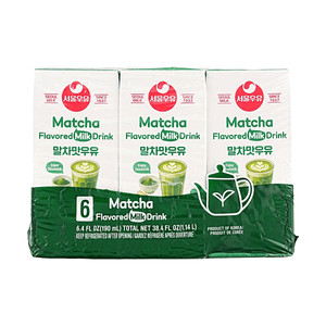 韓國SEOUL MILK首爾牛奶 抹茶牛奶飲品 190ml*6盒