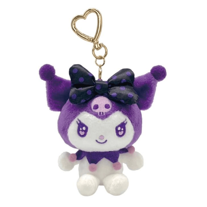 Sanrio Colorful Bow Series Heart Buckle Plush Pendant [Purple Kuromi]