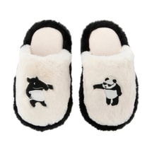 THE BEAST野兽派 家居熊猫嘭嘭毛绒拖鞋 可外穿室内鞋子 黑白 260/100 40~41码