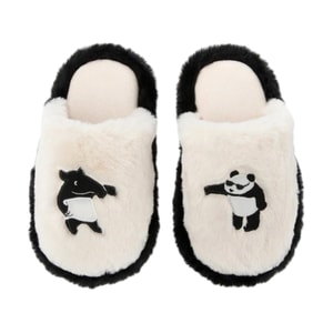 THE BEAST野獸派 家居熊貓嘭嘭毛絨拖鞋 可外穿室內鞋 黑白 250/98 38~39碼