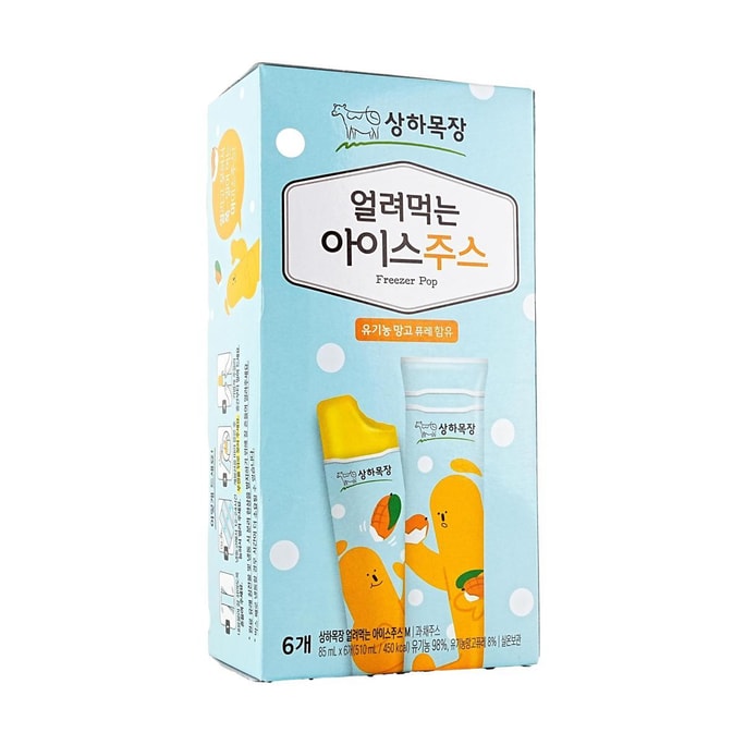 韩国MAEIL SANGHA FARM 有机水果冰棒 芒果味冰淇淋棒棒冰 85ml*6支【冷冻后食用】【清爽消暑甜品】