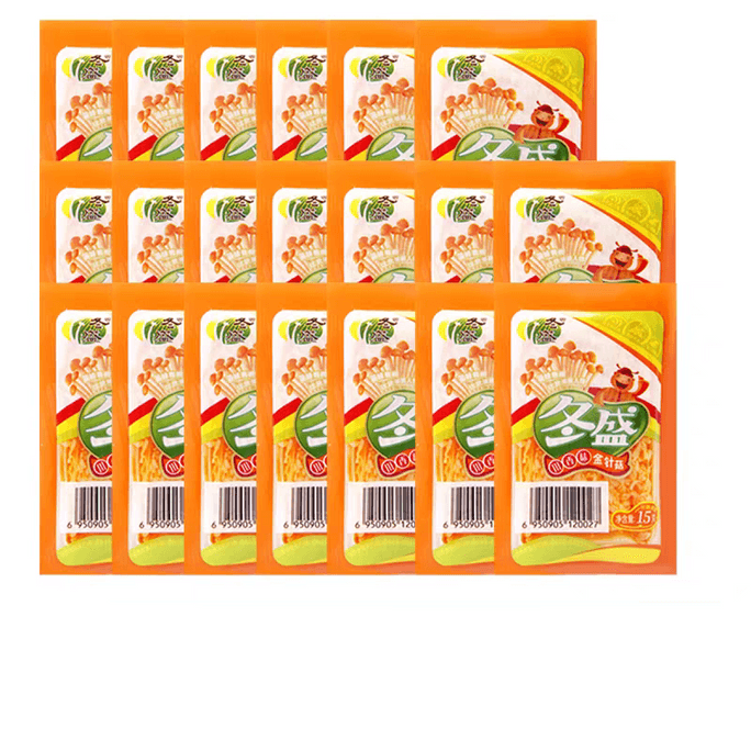 Sichuan Spicy Enoki Mushroom 20-Pack (15g*20) | Independent Packets, Ready-to-Eat Side Dish | Authentic Homestyle Chili Flavor
